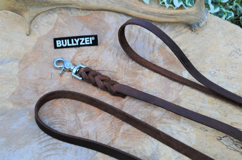 Lederleine Spezial geflochten 16mm x 1m ohne Schlaufe braun